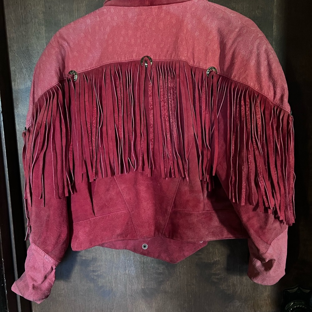 Leather fringe jacket